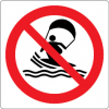 Sinal para parques aquáticos, piscinas e praias, proibição, proibido a prática de atividades aquáticas com reboque