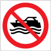 Sinal para parques aquáticos, piscinas e praias, proibição, proibidas embarcações a motor