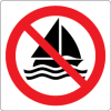 Sinal para parques aquáticos, piscinas e praias, proibição, proibida a prática de vela