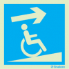 Sinal para parques de estacionamento, informação, rampa para utilizadores com mobilidade condicionada a subir à direita