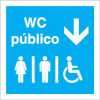 Sinal para parques de estacionamento, informação, WC Público