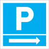 Sinal para parques de estacionamento, informação, Parque à direita
