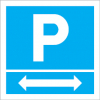 Sinal para parques de estacionamento, informação, Parque à esquerda e à direita