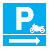 Sinal para parques de estacionamento, informação, Parque para motociclos à direita