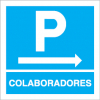 Sinal para parques de estacionamento, informação, Parque de colaboradores à direita