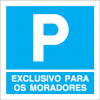 Sinal para parques de estacionamento, informação, Parque exclusivo para os moradores