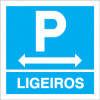 Sinal para parques de estacionamento, informação, Parque de ligeiros à esquerda e à direita