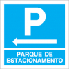 Sinal para parques de estacionamento, informação, Parque de estacionamento à esquerda