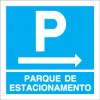 Sinal para parques de estacionamento, informação, Parque de estacionamento à direita