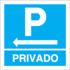 Sinal para parques de estacionamento, informação, Parque privado à esquerda