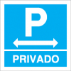 Sinal para parques de estacionamento, informação, Parque privado à esquerda e à direita