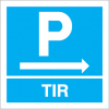 Sinal para parques de estacionamento, informação, Parque de camiões TIR à direita