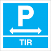 Sinal para parques de estacionamento, informação, Parque de camiões TIR à esquerda e à direita