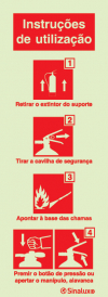 Sinal de instruções de utilização de extintor