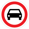 Sinal de trânsito, proibição, trânsito proibido a automóveis e motociclos com carro