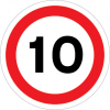 Sinal de trânsito, proibição, velocidade máxima de 10 km/h