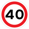 Sinal de trânsito, proibição, velocidade máxima de 40 km/h