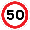 Sinal de trânsito, proibição, velocidade máxima de 50 km/h