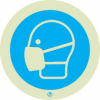 Sinal Risco Covid-19, Discos de vinil autoadesivo, Obrigação - Obrigatório usar máscara de proteção