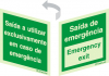 Sinal 2 faces para portas de vidro, Saída e utilizar exclusivamente em caso de emergência e Saída de emergência | emergency exit