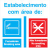 Sinal para identificação de estabelecimento com área de fumadores e não fumadores